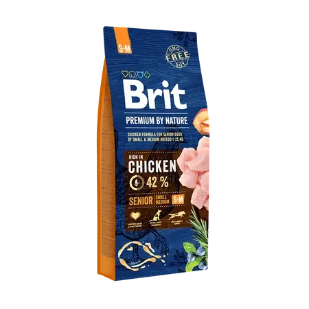 Brit Premium By Nature Senior S+M Z Kurczakiem 15kg Brit